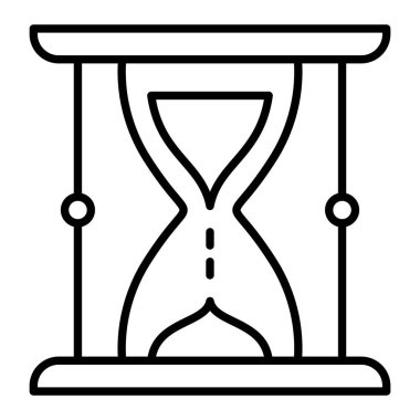 Kum Saati Simgesi, Basit Siyah ve Beyaz Vektör İllüstrasyonu