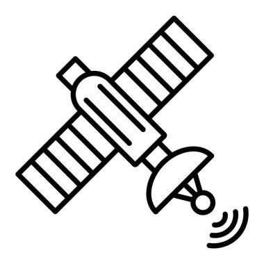 Uydu Simgesi, Basit Siyah ve Beyaz Vektör İllüstrasyonu