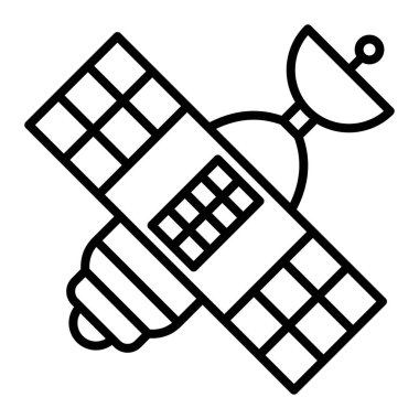 Stellite Tabak Simgesi, Basit Siyah ve Beyaz Vektör İllüstrasyonu