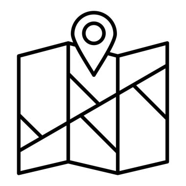 Harita konumu Simgesi, Basit Siyah ve Beyaz Vektör İllüstrasyonu