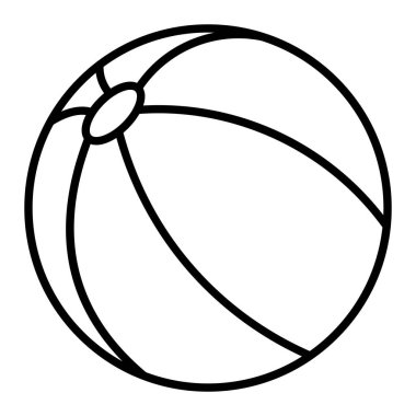 Plaj Balosu Simgesi, Basit Siyah ve Beyaz Vektör İllüstrasyonu