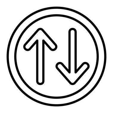 Çift Yönlü Simge, Basit Siyah ve Beyaz Vektör İllüstrasyonu