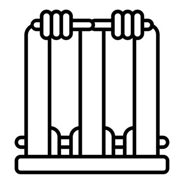 Cricket Stumps çizgi simgesi, Basit Siyah ve Beyaz Vektör İllüstrasyonu