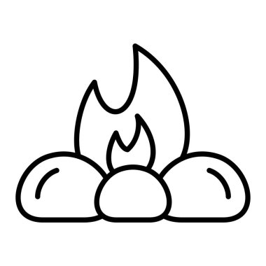 Şenlik ateşi simgesi, Basit Siyah ve Beyaz Vektör İllüstrasyonu