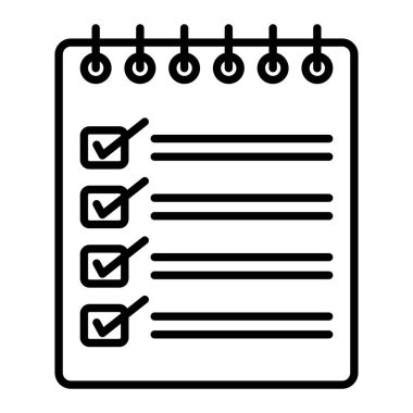 Görev Simgesi, Basit Siyah ve Beyaz Vektör İllüstrasyonu