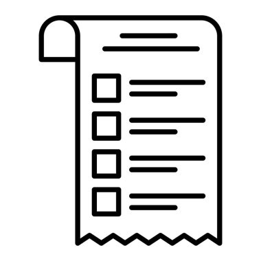 Alışveriş Listesi Simgesi, Basit Siyah ve Beyaz Vektör İllüstrasyonu