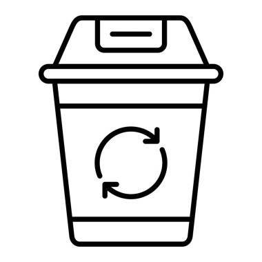 Çöp Kutusu Simgesi, Basit Siyah ve Beyaz Vektör İllüstrasyonu