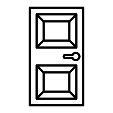 Kapı Simgesi, Basit Siyah ve Beyaz Vektör İllüstrasyonu