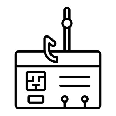 Phishing Simgesi, Basit Siyah ve Beyaz Vektör İllüstrasyonu