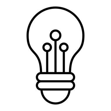 Akıllı Ampul Simgesi, Basit Siyah ve Beyaz Vektör İllüstrasyonu