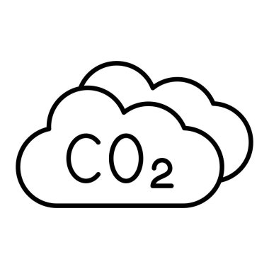 Co2 Simgesi, Basit Siyah ve Beyaz Vektör İllüstrasyonu