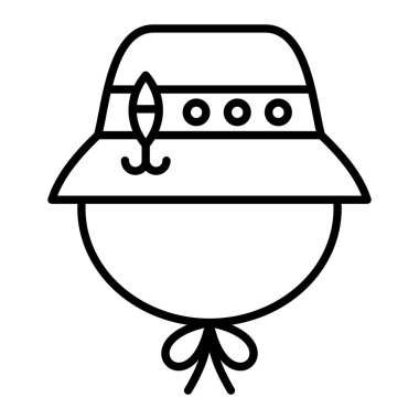 Şapka Simgesi, Basit Siyah ve Beyaz Vektör İllüstrasyonu