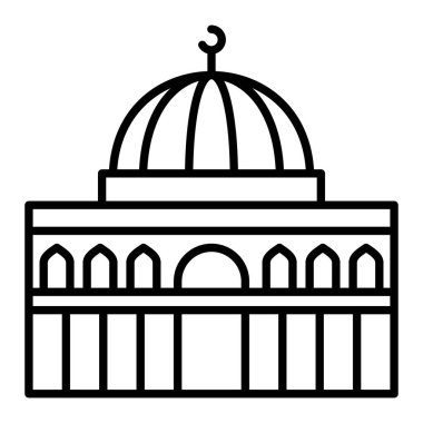 Kaya Simgesi Kubbesi, Basit Siyah ve Beyaz Vektör İllüstrasyonu