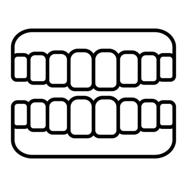 Diş Simgesi, Basit Siyah ve Beyaz Vektör İllüstrasyonu