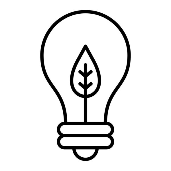 Икона эко-лампочки, простой черно-белый вектор