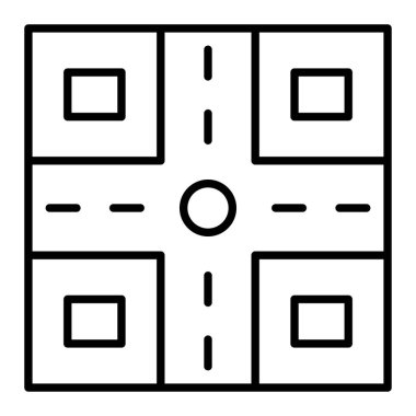 Kavşak Simgesi, Basit Siyah ve Beyaz Vektör İllüstrasyonu