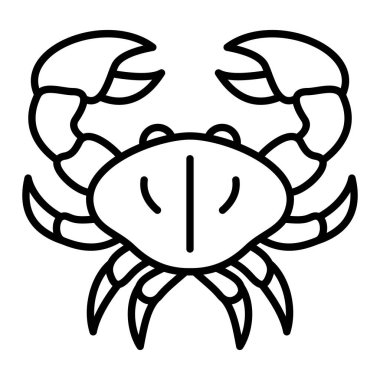 Yengeç Simgesi, Basit Siyah ve Beyaz Vektör İllüstrasyonu