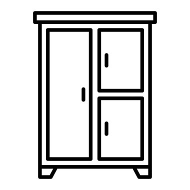 Dolap Simgesi, Basit Siyah ve Beyaz Vektör İllüstrasyonu