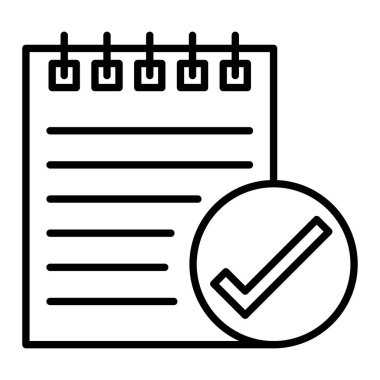 Tik Simgesi, Basit Siyah ve Beyaz Vektör İllüstrasyonu