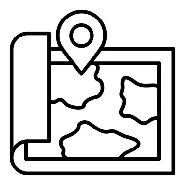 Bölge çizgisi simgesi, Basit Siyah ve Beyaz Vektör İllüstrasyonu