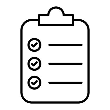 Simge Listesi, Basit Siyah ve Beyaz Vektör İllüstrasyonu