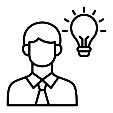 Fikir Simgesi, Basit Siyah ve Beyaz Vektör İllüstrasyonu