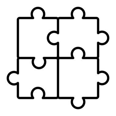 Bulmaca Simgesi, Basit Siyah ve Beyaz Vektör İllüstrasyonu