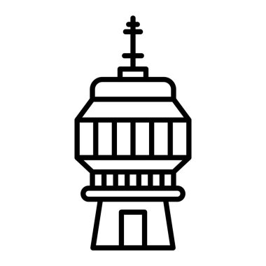 Cn Kule Simgesi, Basit Siyah ve Beyaz Vektör İllüstrasyonu