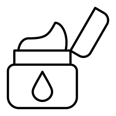 Yüz Kremi Simgesi, Basit Siyah ve Beyaz Vektör İllüstrasyonu