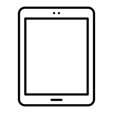Tablet Simgesi, Basit Siyah ve Beyaz Vektör İllüstrasyonu