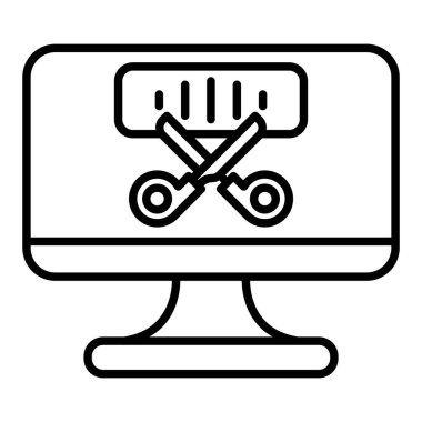 Video Animasyon Satırı simgesi, Basit Siyah ve Beyaz Vektör İllüstrasyonu