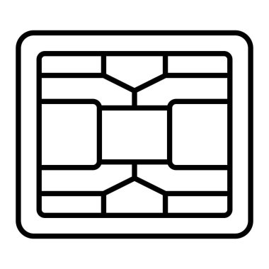 Kredi kartı yonga çizgisi simgesi, Basit Siyah ve Beyaz Vektör İllüstrasyonu