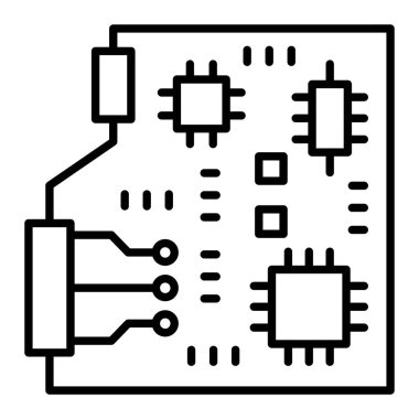 Devre Tahtası simgesi, Basit Siyah ve Beyaz Vektör İllüstrasyonu