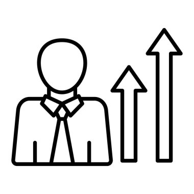 Kariyer Büyüme Çizgisi Simgesi, Basit Siyah ve Beyaz Vektör İllüstrasyonu