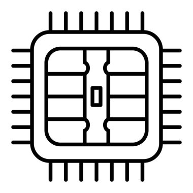 Chip Simgesi, Basit Siyah ve Beyaz Vektör İllüstrasyonu