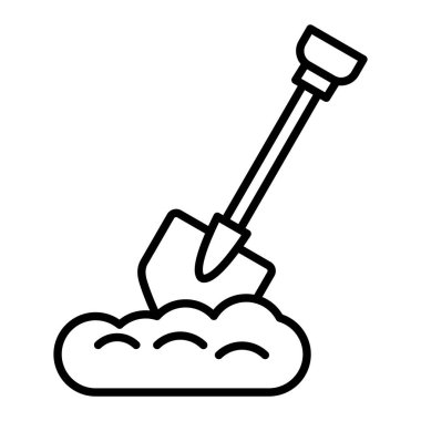 Kar Küreği Simgesi, Basit Siyah ve Beyaz Vektör İllüstrasyonu