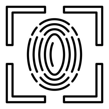 Parmak izi Tarayıcı Simgesi, Basit Siyah ve Beyaz Vektör İllüstrasyonu