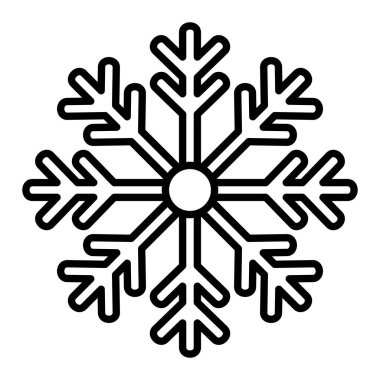 Kar Tanesi Simgesi, Basit Siyah ve Beyaz Vektör İllüstrasyonu