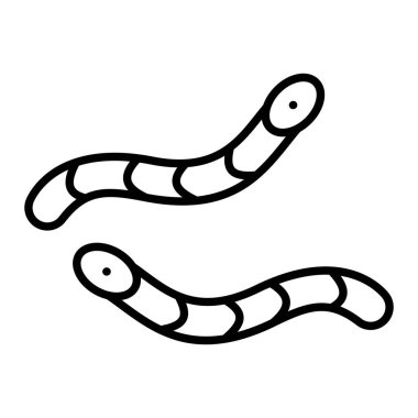 Solucan Simgesi, Basit Siyah ve Beyaz Vektör İllüstrasyonu