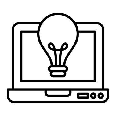 Fikir Simgesi, Basit Siyah ve Beyaz Vektör İllüstrasyonu