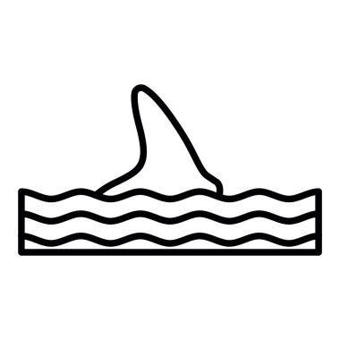 Shark Fin satır simgesi, Basit Siyah ve Beyaz Vektör İllüstrasyonu