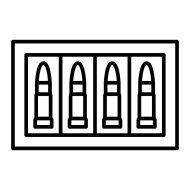 Mühimmat Simgesi, Basit Siyah ve Beyaz Vektör İllüstrasyonu