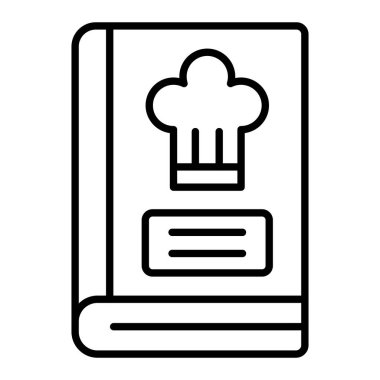 Yemek Kitabı Simgesi, Basit Siyah ve Beyaz Vektör İllüzyonu