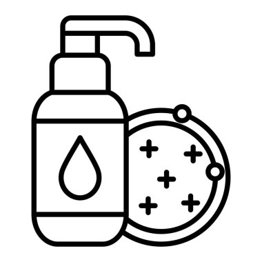 Tabak Yıkama Simgesi, Basit Siyah ve Beyaz Vektör İllüstrasyonu