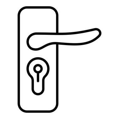 Kapı Kilidi Simgesi, Basit Siyah ve Beyaz Vektör İllüstrasyonu