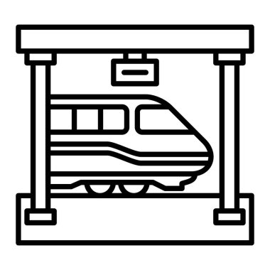 Metro Simgesi, Basit Siyah ve Beyaz Vektör İllüstrasyonu