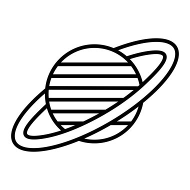Satürn Simgesi, Basit Siyah ve Beyaz Vektör İllüstrasyonu