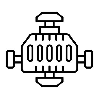 Araba Motor Hattı simgesi, Basit Siyah ve Beyaz Vektör İllüstrasyonu