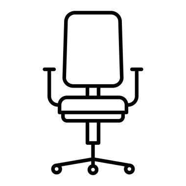 Masa Sandalyesi Simgesi, Basit Siyah ve Beyaz Vektör İllüstrasyonu