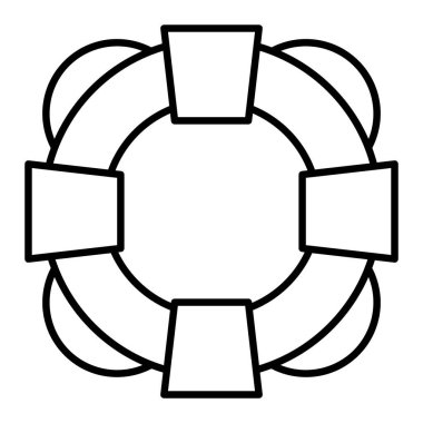 Lifesaver Simgesi, Basit Siyah ve Beyaz Vektör İllüstrasyonu